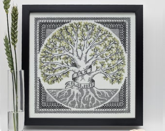 Tree of life, organic. PDF Blackwork embroidery, PDF Blackwork chart. by The Steady Thread