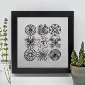 Little adventures in geometry, PDF Blackwork Embroidery Chart, PDF Embroidery Pattern by The Steady Thread