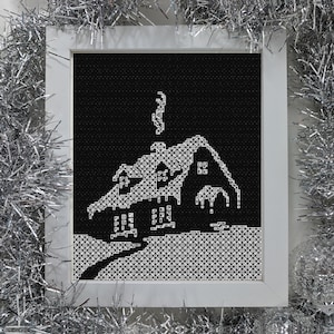 Cosy Cottage Weihnachten Blackwork, PDF Blackwork . PDF Blackwork Chart. Blackwork Stickvorlage von The Steady Thread