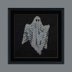 Halloween blackwork, Blackwork ghost pattern, PDF Blackwork Embroidery Chart, PDF Embroidery Pattern, Blackwork PDF, by The Steady Thread