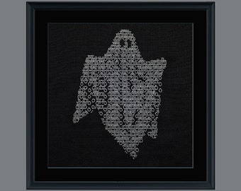 Halloween blackwork, Blackwork ghost pattern, PDF Blackwork Embroidery Chart, PDF Embroidery Pattern, Blackwork PDF, by The Steady Thread