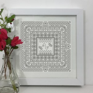 Loopy Gänseblümchen Blackwork Muster, PDF Blackwork Embroidery Chart, Botanischer Sampler. PDF Stickmuster von The Steady Thread