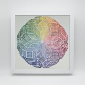 Colour wheel PDF Blackwork Embroidery Chart, Downloadable PDF Embroidery Pattern by The Steady Thread