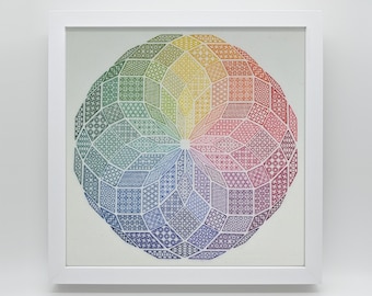 Colour wheel PDF Blackwork Embroidery Chart, Downloadable PDF Embroidery Pattern by The Steady Thread