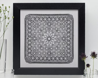 Geometry adventures 7, PDF Blackwork Embroidery Chart, Botanical sampler. PDF Embroidery Pattern by The Steady Thread
