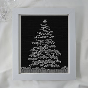 Sparkly Tree, Christmas Blackwork, PDF Blackwork.  Blackwork embroidery chart by The Steady Thread