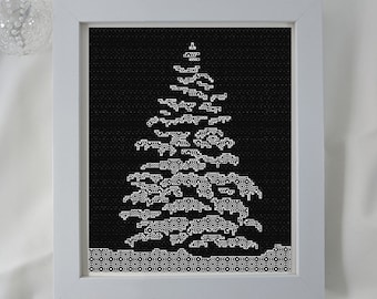 Sparkly Tree, Christmas Blackwork, PDF Blackwork.  Blackwork embroidery chart by The Steady Thread
