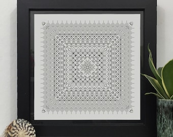 Art Deco blackwork Pattern, PDF Blackwork Embroidery Chart, Botanical sampler. Downloadable PDF Embroidery Pattern by The Steady Thread
