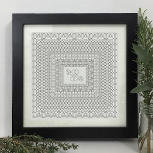 Patrón de blackwork de campanillas deco, PDF Carta de bordado de blackwork, Muestra botánica. Patrón de bordado PDF de The Steady Thread
