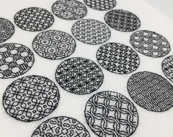 Circles sampler Blackwork Pattern, PDF Blackwork Embroidery Chart, Downloadable PDF Embroidery Pattern by The Steady Thread