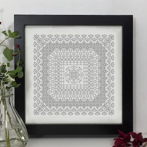 Tulpen und Seerosen Botanischer Sampler. Blackwork Stickmuster, PDF Blackwork Embroidery Chart.PDF Stickmuster von The Steady Thread