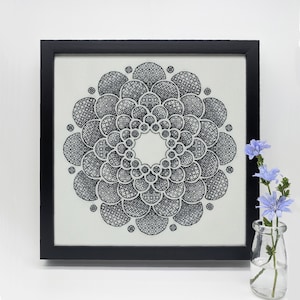 Corolla - blackwork embroidery chart PDF, modern blackwork embroidery by The Steady Thread