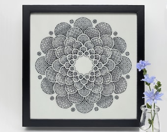 Corolla - blackwork embroidery chart PDF, modern blackwork embroidery by The Steady Thread