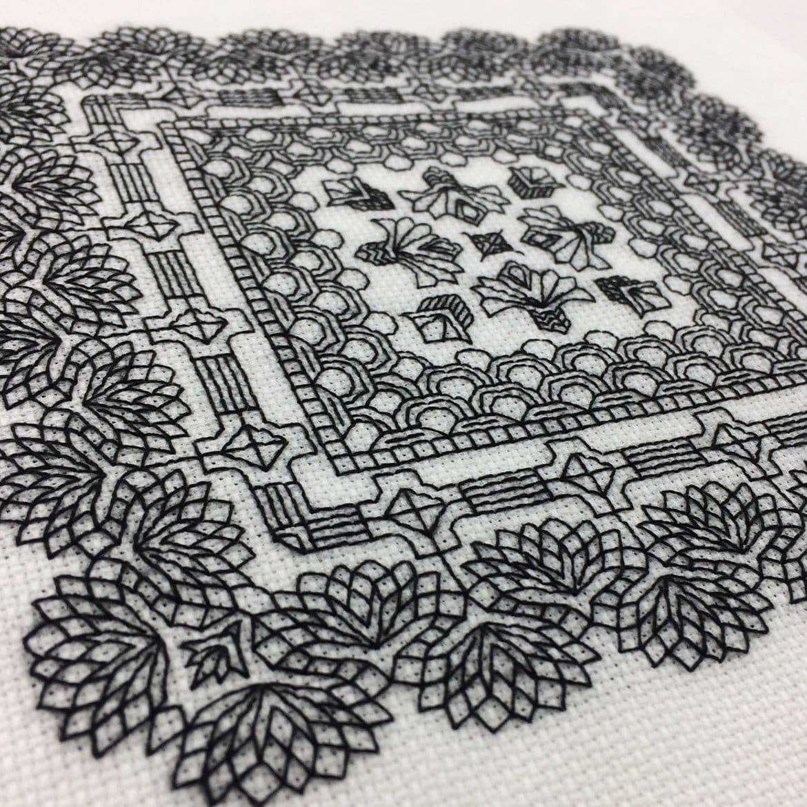 Deco Cornflowers Blackwork Pattern PDF Blackwork Embroidery Etsy