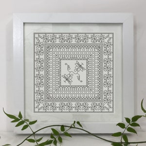 Passionsblume Blackwork Sampler, PDF Blackwork Embroidery Chart, Botanischer Sampler. PDF Stickmuster von The Steady Thread