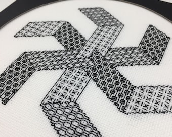 Geometric star 2 Blackwork pattern, PDF Blackwork Embroidery Chart, PDF Embroidery Pattern, Blackwork PDF, by The Steady Thread