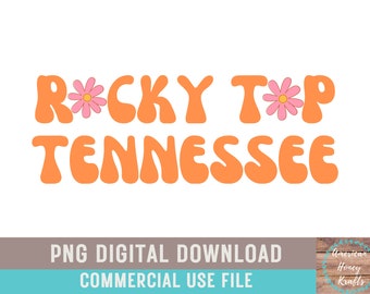 Rocky Top PNG Tennessee Volunteers Football Fall Boho Tennessee Football Sublimation Tennessee Vols Digital Download Retro Daisy Tennessee