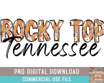 Rocky Top PNG Tennessee Volunteers Football Fall Boho Tennessee Football Sublimation Tennessee Vols Digital Download Retro Floral Tennessee