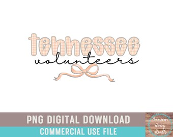 Rocky Top Bow PNG Tennessee Volunteer Football Tennessee Football Sublimation Tennessee Vols Country Tennessee Girl PNG Preppy Plaid Gameday