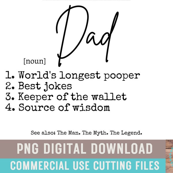 Dad Definition PNG Dad Dictionary World's Longest Pooper Dad Bathroom Funny Father's Day Design Bad Dad Jokes PNG Keeper Of Wallet