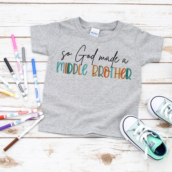 So God Made A Middle Brother PNG Boho Little Brother Baby Announcement PNG Digital Download Gender Reveal Brother PNG Pregnancy Maternity