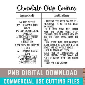 Chocolate Chip Cookie Png Recipe Kitchen Sublimation