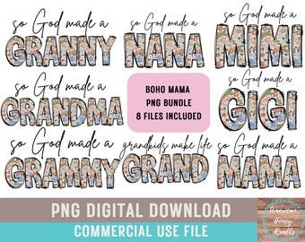 So God Made A Mama Bundle PNG Boho Mama Floral Sublimation Country Mama Floral Shirt Design Mothers Day Farm Mama Western Mama PNG