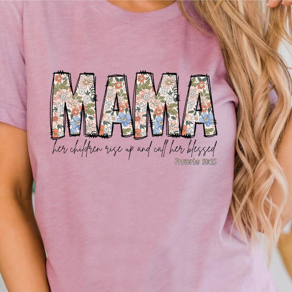 Her Children Rise Up And Call Her Blessed PNG Boho Floral Mama Mothers Day PNG Proverbs 31:28 Western Southern Mama Design