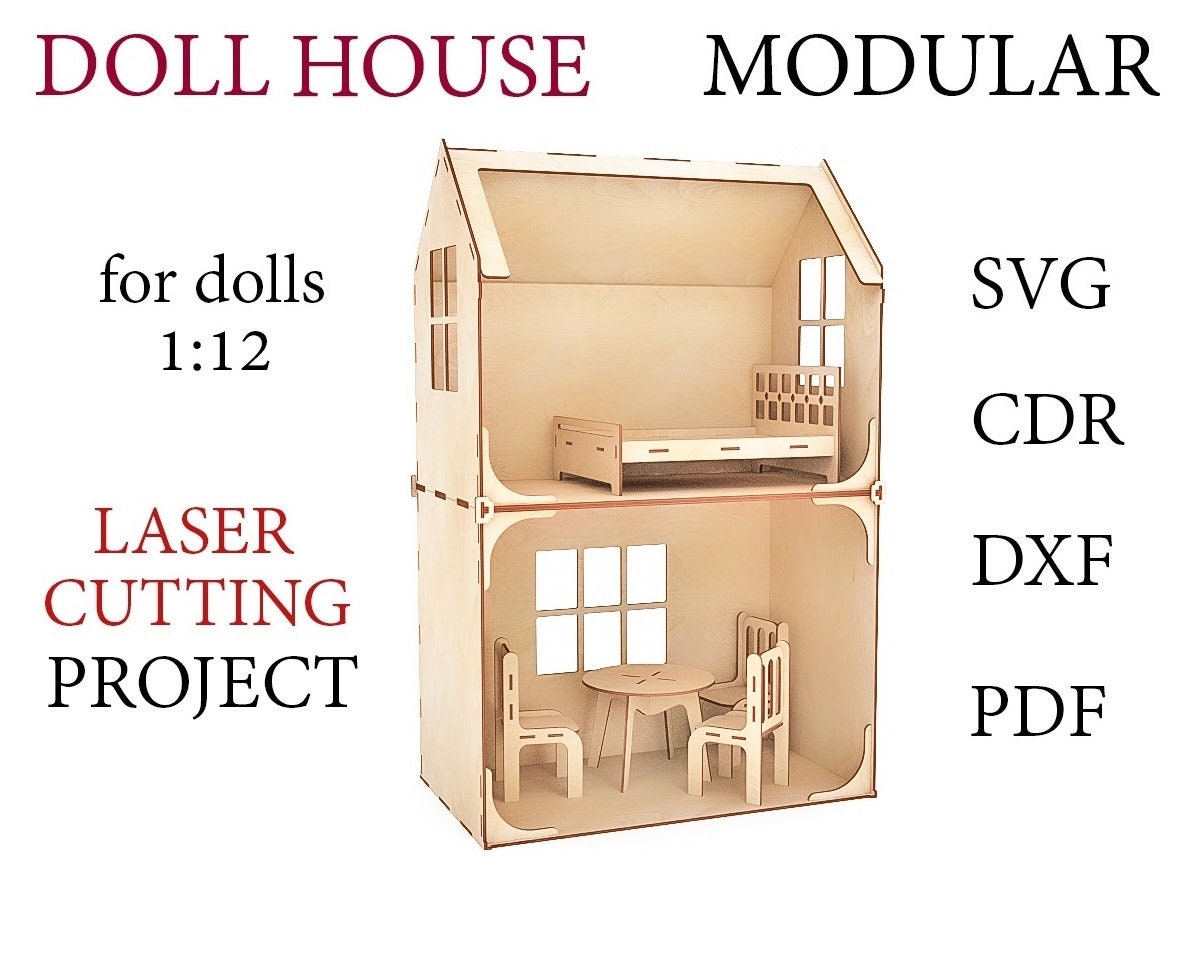 Doll house Modular Dollhouse Furniture SVG Plan Etsy