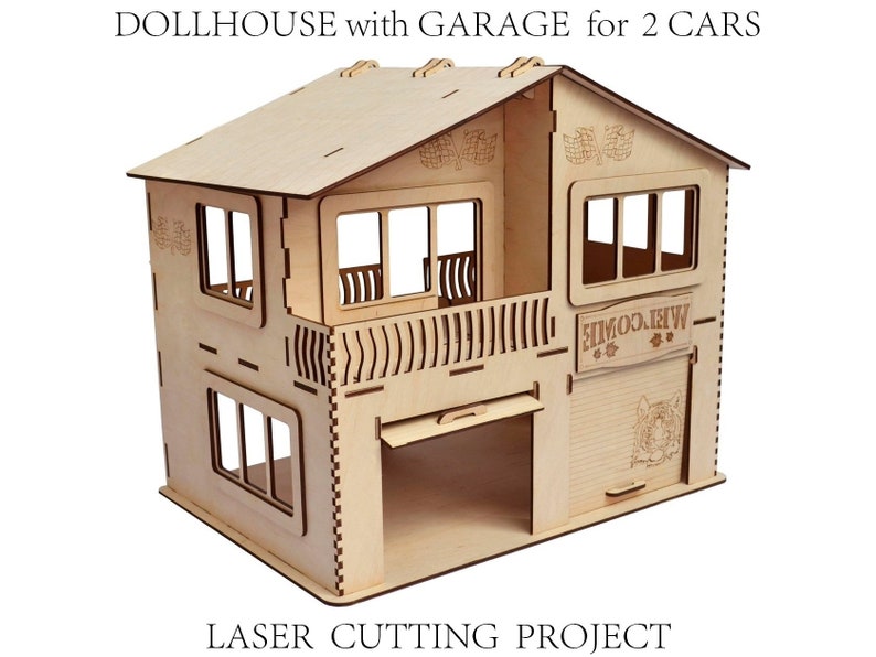 Dollhouse Garage Doll house Diy CNC Cutting plan Laser Etsy