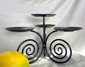 Vintage PartyLite Wrought Iron 4-Pillar Candle Holder | Gothic Scroll Centerpiece | Pillar Candle Stand