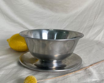 Vintage Selandia Danish Stainless Steel Bowl & Saucer | Denmark | Scandinavian Modern Tableware