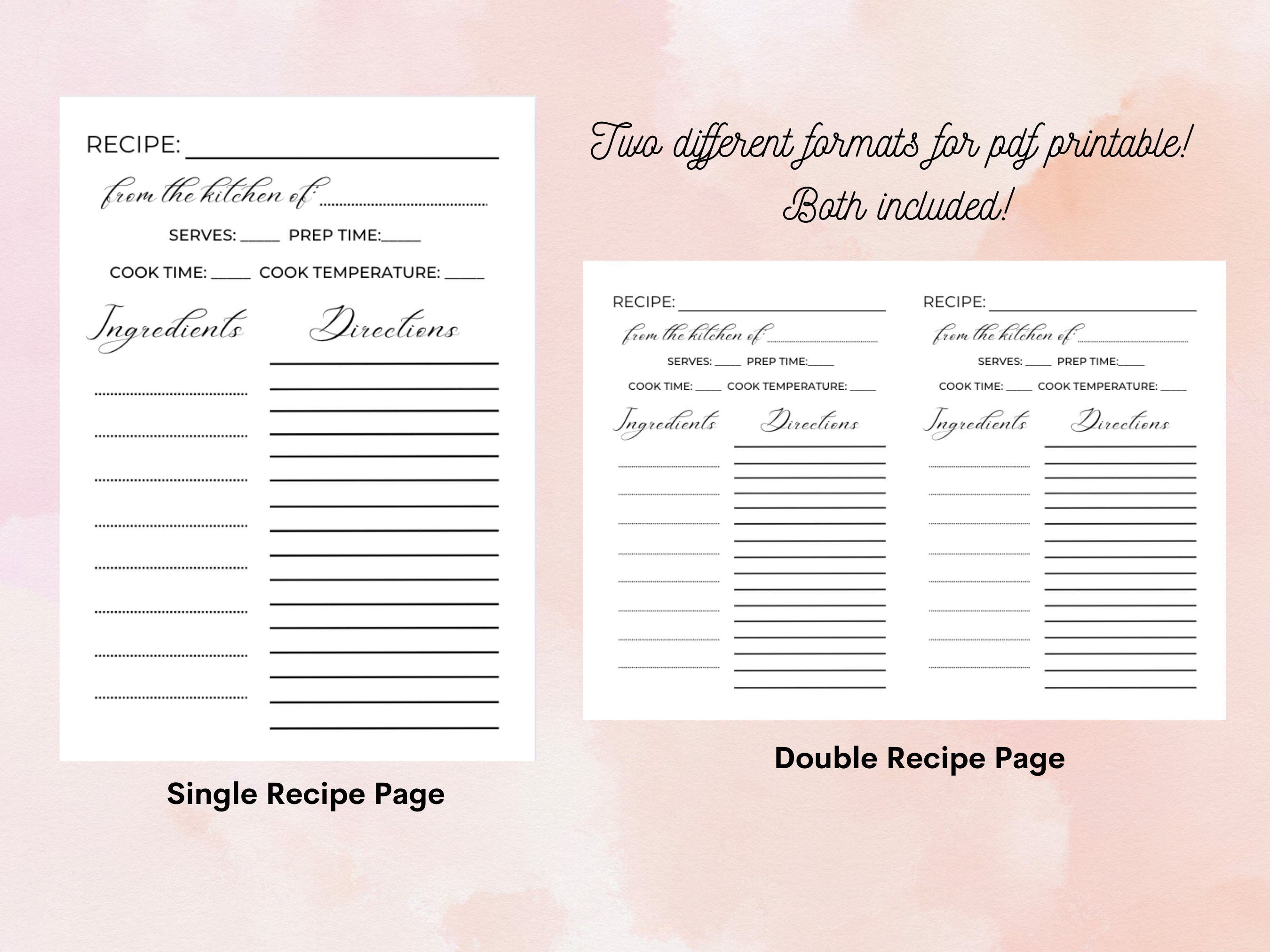 Recipe Card Printable PDF, Bridal Shower Recipe Card, Minimalist Recipe ...