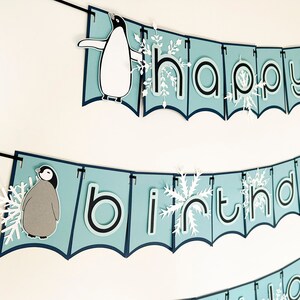 Penguin Party Banner Blue | Birthday| Baby Shower| Winter| Christmas | Garland | Winter Wonderland| Bunting| Penguin Decoration| Snowflakes