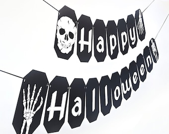 Halloween Garland | Skeleton Party Banner | Skull Halloween Decoration | Skull Party Banner | Happy Halloween Banner| Spooky Halloween Décor
