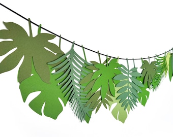 Tropical Leaves Banner | Tropical Leaves Garland | Jungle | Rainforest | Tropical| Luau| Birthday| Party| Baby Shower| Bridal Shower | Event