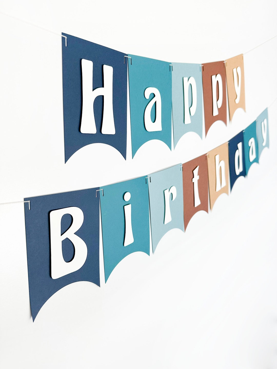 Boy Birthday Banner Blue Birthday Banner Brown Birthday Banner Blue and