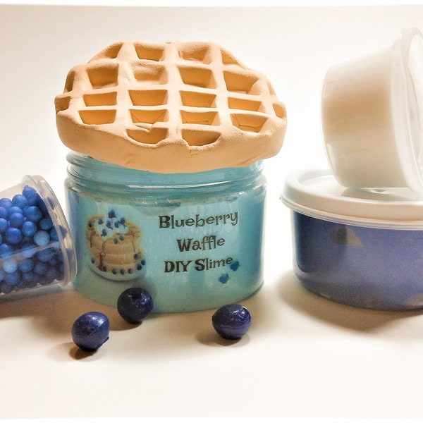 Blueberry waffle DIY slime, Homemade slimes, Fun slimes to play with, Best slime shop, Slime gift ideas, Stress relief items, Anxiety relief