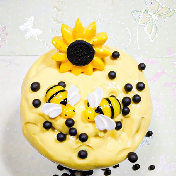 Sunflower wishes and honey bee kisses slime, Golden yellow slime, Butter slimes, Floam slimes, Thank you gifts, Gifts for friends