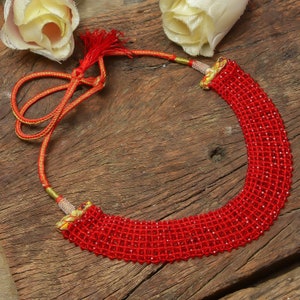 Indian Choker Necklace,Indian Jewelry,Wedding Jewelry,Indian Necklace,Handmade Jewelry,Party Wear Necklace,Red Choker,Gift For Her
