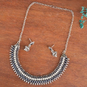 Indian Jewelry,WeddingJewelry,CZ Jewelry Set with Earring,Party Wear Black Necklace,Indian CZ Necklace,Bridesmaid Gift,Gift For Her