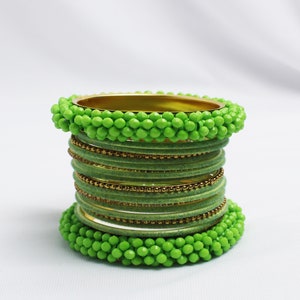 Green Bangles Set,Indian Bangles Set,Antique Handmade Velvet Bangles,Gift for Her,Indian Wedding Jewelry,Bridesmaid Gift,Bridal Bangles
