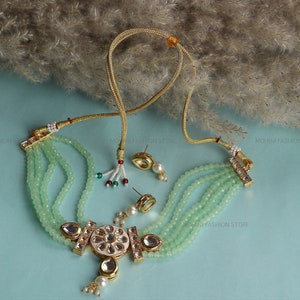Mint Green Necklace,Indian Kundan Jewelry,Kundan Choker Necklace,Wedding Jewelry,Indian Choker,Indian Necklace,Gift For Her,Bridal Jewelry