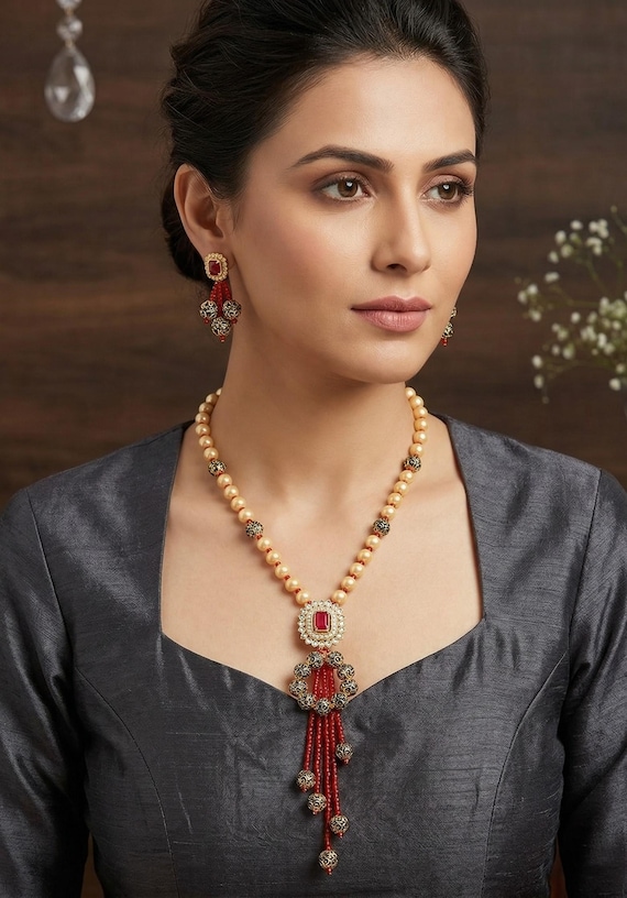 pearl beads pearl long necklace online