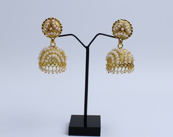 Gold Plated Jhumka Earrings: Indian Bridal Jewelry