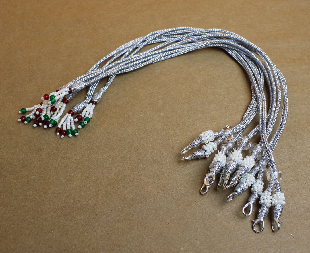 Buy Handmade Adjustable Seed Bead Necklace Cord: Gold Zari Dori, 12 Inch Online In India - Foto 12