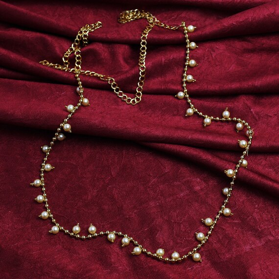 Vintage Pearl Draped Waist Chain Vintage Christian Dior Belly Dance Draped Coin Pearl Chain  main image 2