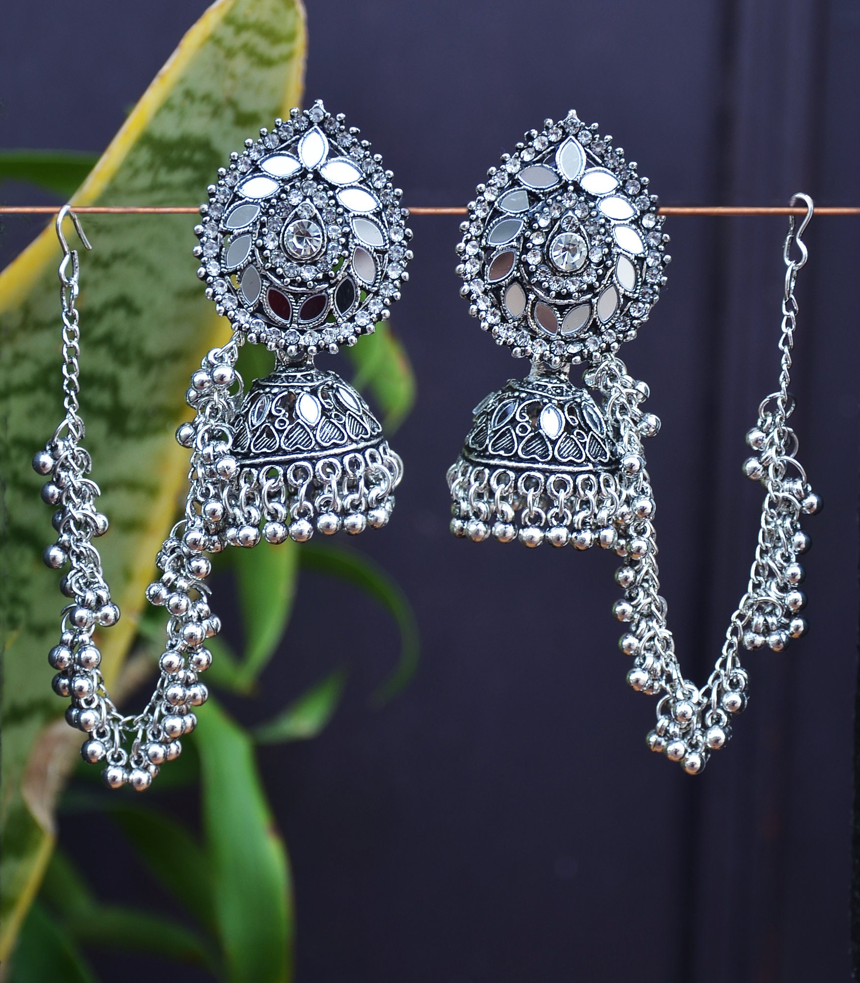 Katrina Kaif Inspired Silver Oxidized Chandbali Earrings – AryaFashions