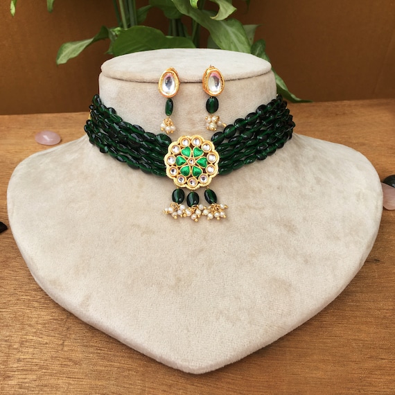 Dark Green Indian Choker,indian Kundan Jewelry,wedding Jewelry