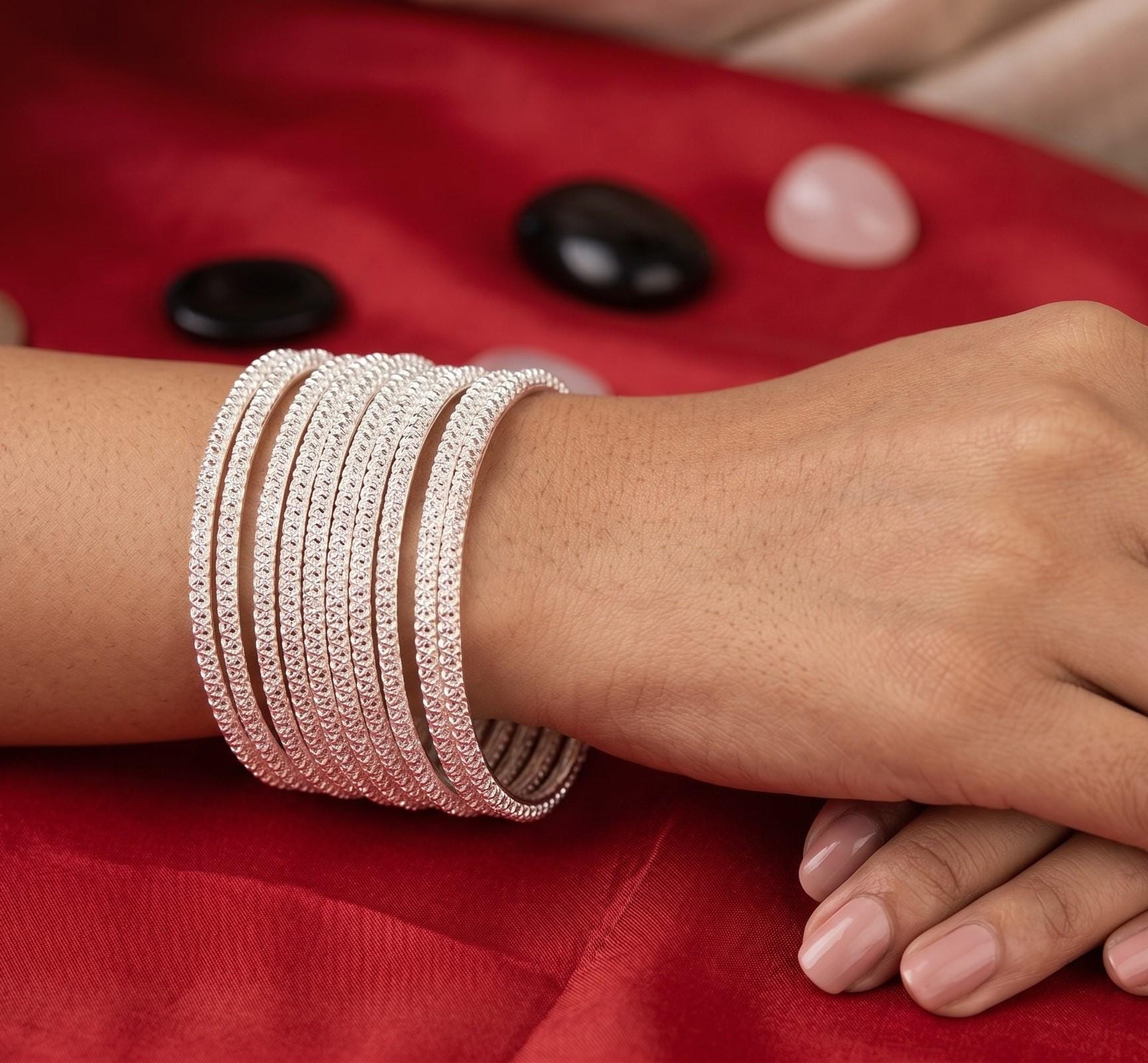 Set of 12 Silver Bangles, Handmade Wire Wrapped Textured